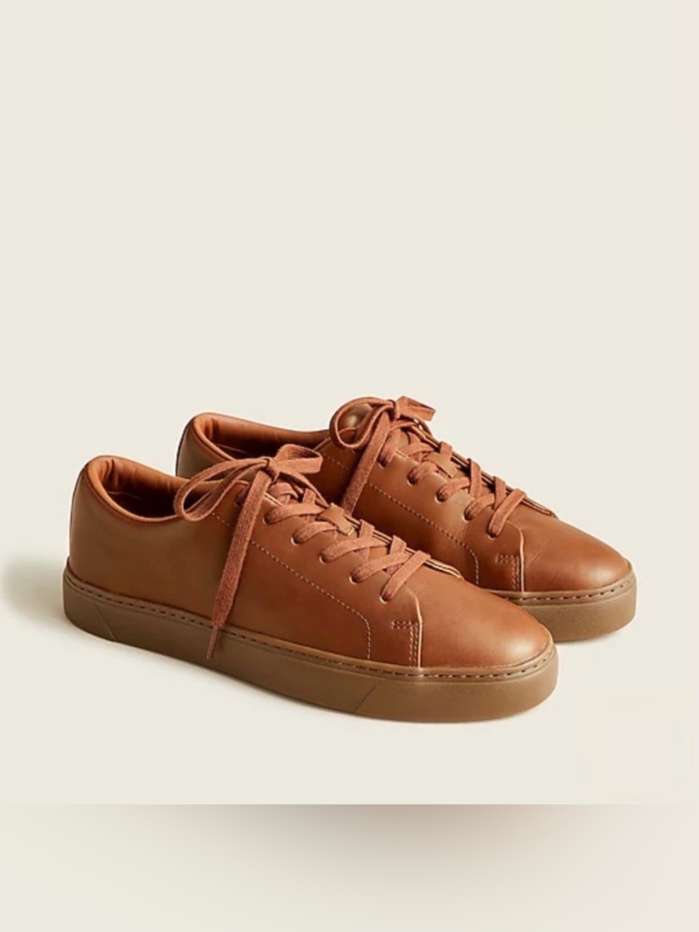 NEW J. Crew Leather Court Sneaker English Tan Brown | Vibram Men’s Size 10